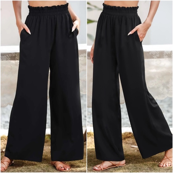 Pants - 02 Black Minimalist Wide Leg Lounge Pants